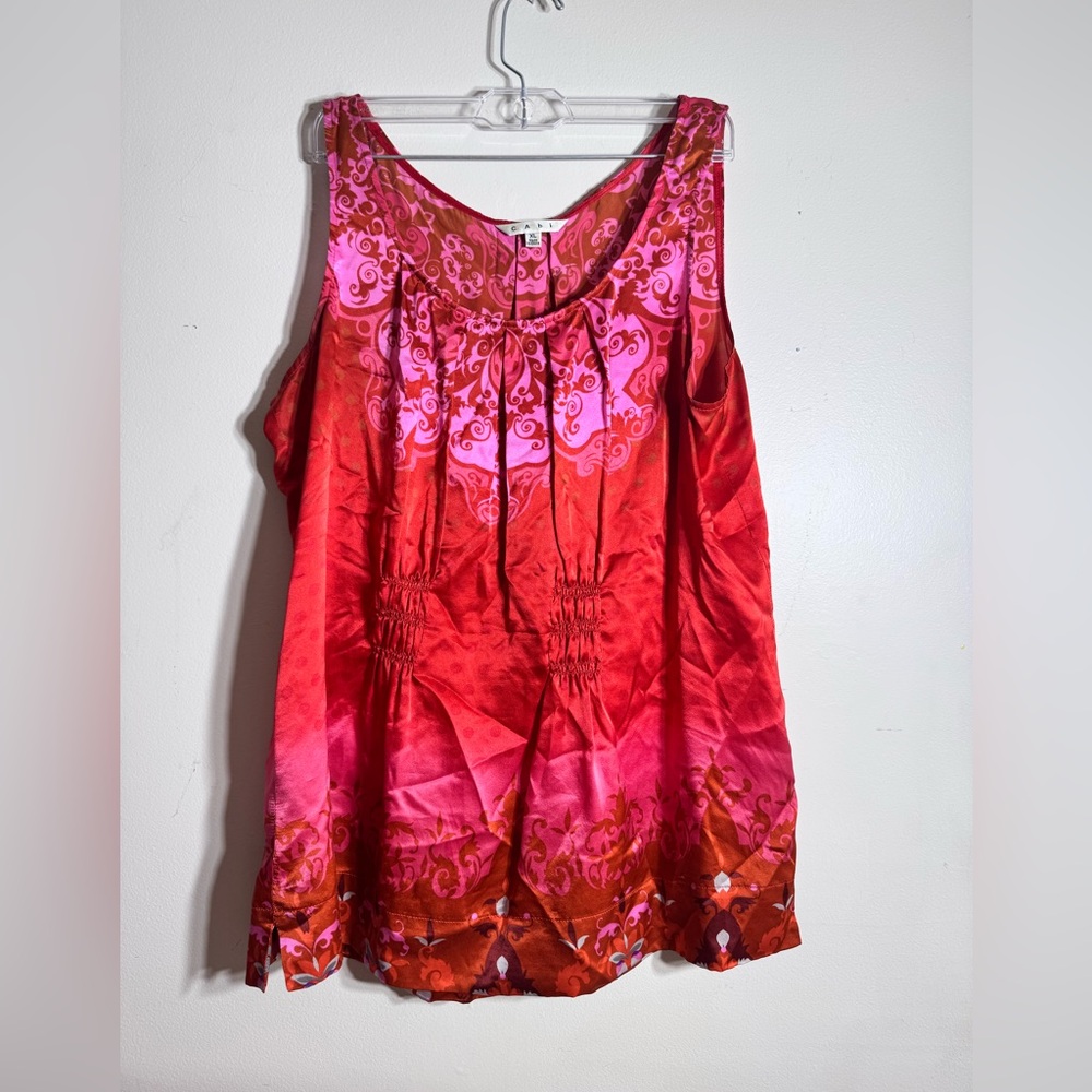 Women’s cabi size extra large, red pink 100% silk blouse top